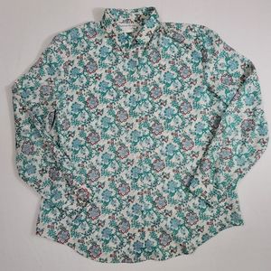 Vtg Floral Print Button Front Long Sleeve Blouse Top